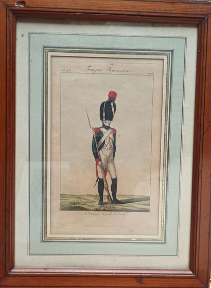 null Lot of 15 framed pieces including two prints after Coeuré, the first fruits...