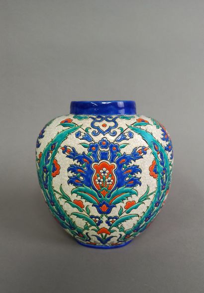 KERAMIS 

Polychrome enamelled ceramic vase...