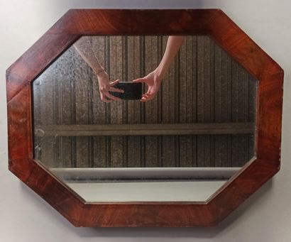 Two wooden mirrors, one rectangular in pitchpin...
