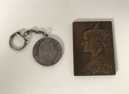null Médaille en argent gravée par J.P DROZ et daté 1809, ornée d'un profil de Napoléon...