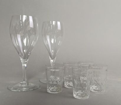 null 
BACCARAT




- 6 crystal glasses of three different sizes, model Nancy, some...