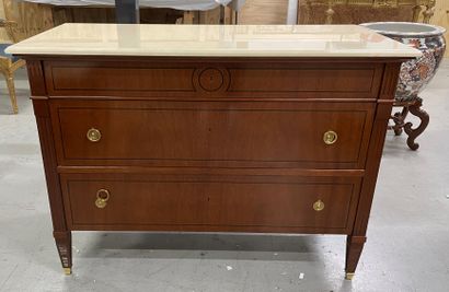 null Veneer chest of drawers opening with three drawers on crossbars decorated with...