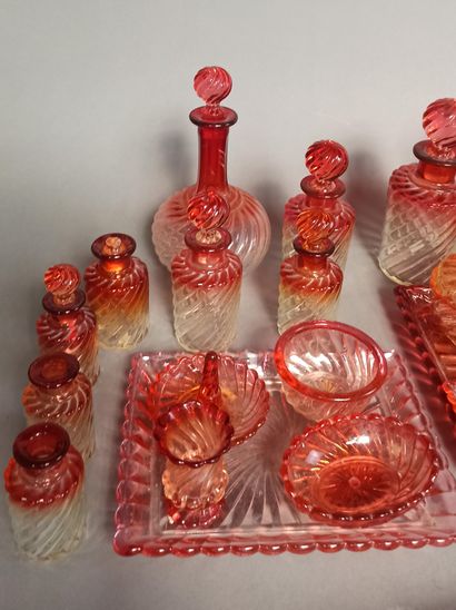 null BACCARAT and attributed to BACCARAT

Set including a carafe, thirteen bottles,...