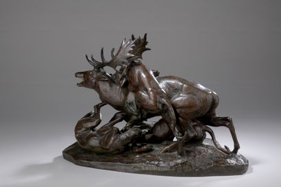 null Antoine Louis Barye (1795-1875)

Deer attacked by three Algerian greyhounds...