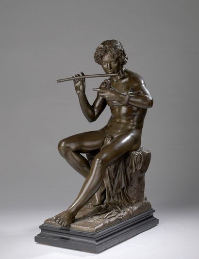 null Martial Adolphe Thabard (1831-1905) 

Snake charmer

Bronze with light brown...