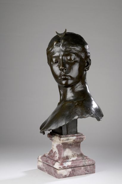 null Alexandre Falguière (1831-1900) 

Diane

Buste en bronze à patine brune

Signé...