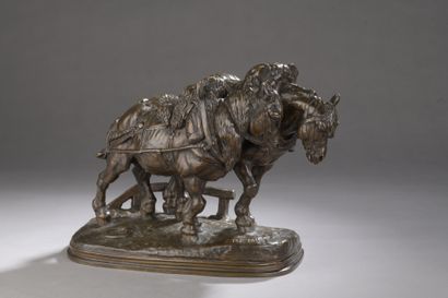 null Emmanuel Fremiet (1824-1910) 

Horses for towing

Model created in 1855.

Bronze...