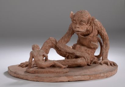 null Alexandre Clerget (1856-1931) 

Mirmille dying

Original terracotta group

Signed...