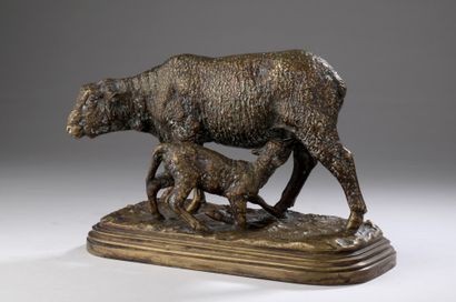 Isodore Bonheur (1827-1901) 
Moutons 
Bronze...