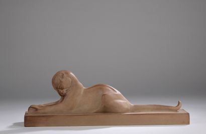 null Maurice Prost (1894-1967) 

Reclining panther

Model created in 1927 

Stoneware...
