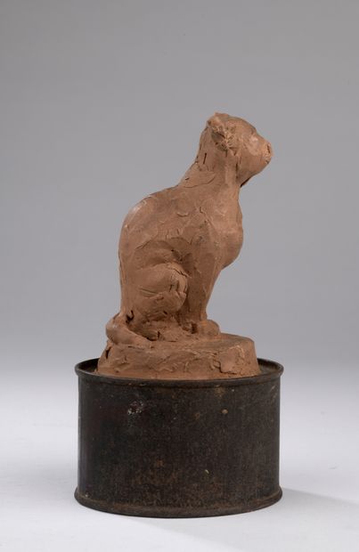 null Alexandre Clerget (1856-1931) 

Seated cat

Original sculpture in plastiline

H...