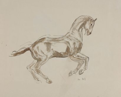 null Berthe Martinie (1883-1958) 

Cheval de profil

Encre et lavis.

Monogrammé...