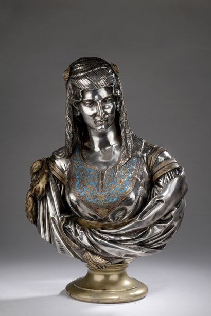 null Charles Cordier (1827-1905) 

Juive d’Alger

Buste en bronze argenté et doré...