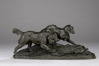 null Antoine Louis Barye (1795-1875)

Two dogs standing on a pheasant

Cast by the...