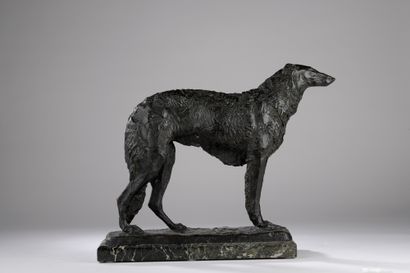 null Pierre-Robert Christophe (1880-1971) 

Afgan Barzoi greyhound

Circa 1921-1926

Bronze...