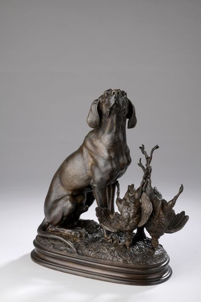null Ferdinand Pautrot (1832-1874) 

Dog with pheasants

Bronze with brown patina

Signed...