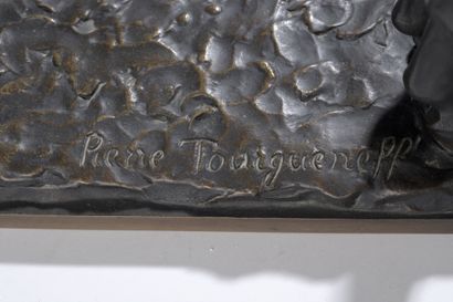 null Pierre-Nicolas Tourgueneff (1853-1912) 

Cheval anglais

Bronze à patine brune

Signé...