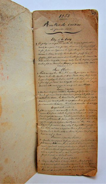 null Book of recipes from the 19th century. Large format (38,5 x 15 cm). Very worn...