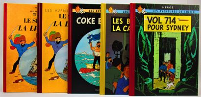 null Réunion de 5 albums de Hergé des Aventures de Tintin, publiés par Casterman.

1/...