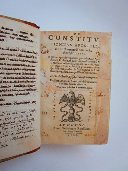 null Clemente Romano. - De constitutionibus apostolicis… Lyon, G. Rouillé, 1565....