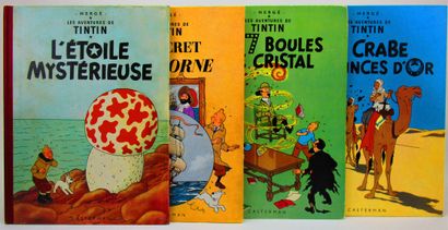 null Réunion de 4 albums de Hergé des Aventures de Tintin, publiés par Casterman.

1/...