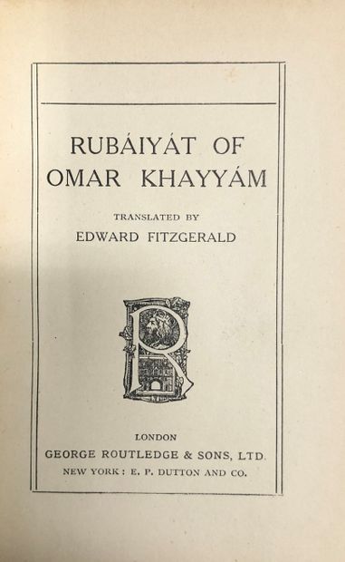 null KHAYYAM (Omar). Rubaiyat of Omar Khayyam translated by Edward Fitzgerald. London,...