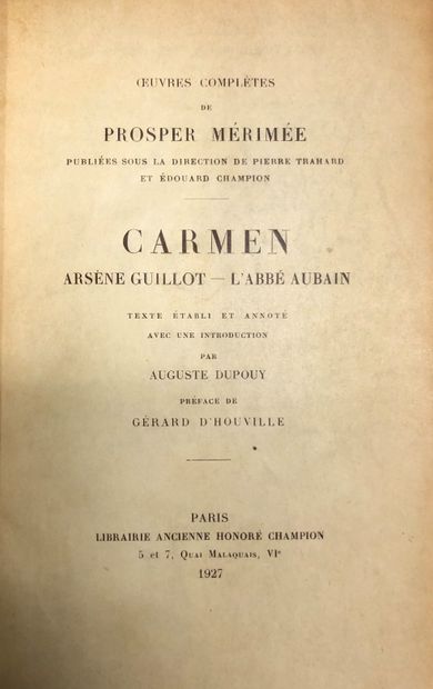 null MÉRIMÉE (Prosper). Carmen. Arsène Guillot – L’abbé Aubain. Texte établi et annoté...