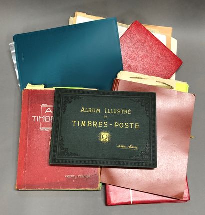 null Timbres-Poste - Ensemble de classeurs et albums contenant des timbres-poste...
