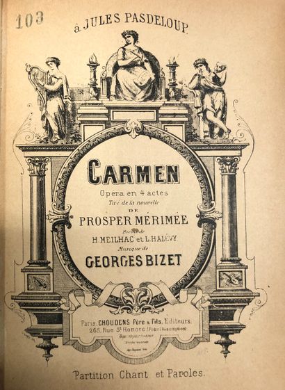 null BIZET (Georges). Carmen. Opera en 4 actes, tiré de la nouvelle de Prosper Mérimée....