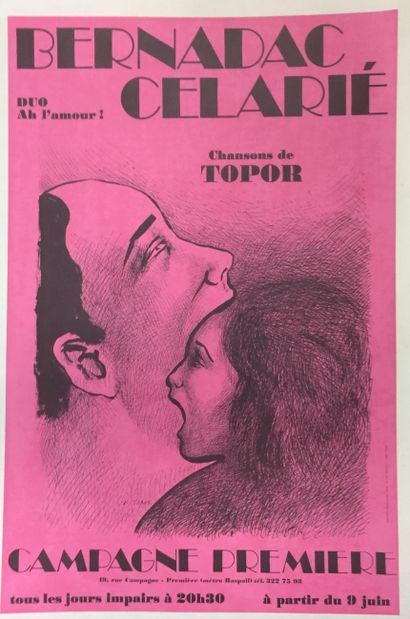 null Roland TOPOR (1938-1997). ‘’DUO. Ah l’Amour’’ 

Affiche pour la représentation...