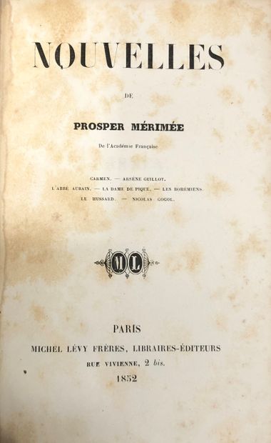 null MÉRIMÉE (Prosper). Nouvelles de Prosper Mérimée. Paris, Michel Lévy Frères,...
