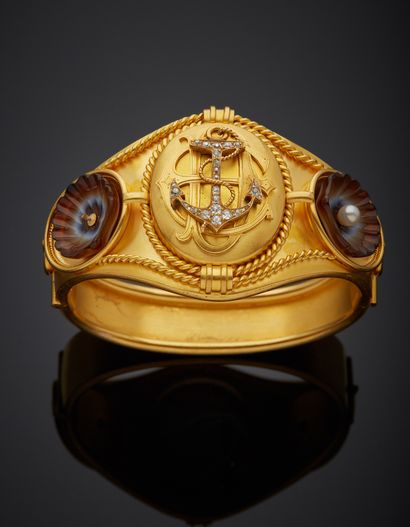 null HANCOCK’S & Co - Bracelet en or jaune 14K 585‰, articulé par une charnière,...