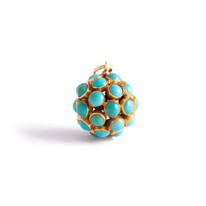 null 18K yellow gold 750‰ pendant representing a sphere entirely studded with cabochon-cut...