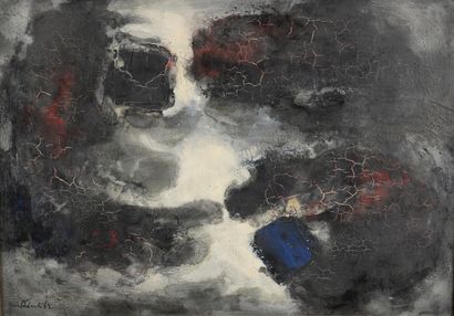 null Jun DOBASHI (1910-1975)
Sans titre, 1962
Acrylique sur toile.
Signée et datée...
