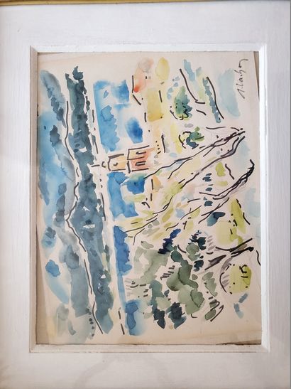 null Alfred VACHON (1907-1994)
Paysages du sud de la France
Cinq aquarelles.
Signées.
47,5...
