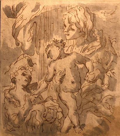 null Ecole GENOISE du XVIIIème siècle
La Vierge à l’Enfant avec un ange
Plume et...