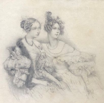 null Set of three drawings:
- Attributed to Anaïs TOUDOUZE (1822 - 1899)
The two...
