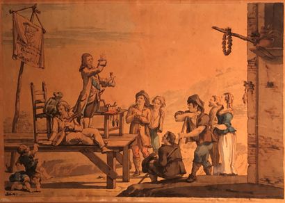 null Emilio MANFREDI (Bologne 1745 – 1801)
Le charlatan
Plume et encre noire, aquarelle
25,5...