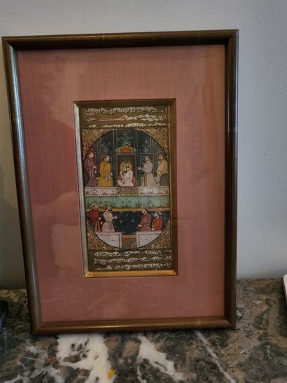 null Lot of framed pieces including a Persian miniature, an oil on copper, prints...