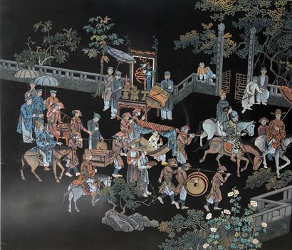 null THANH LEY, Vietnam, Hanoi school, 20th century
Animated scene of characters
Lacquer...