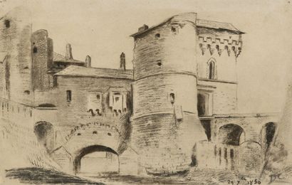 null Alexandre Gabriel DECAMPS (Paris 1803-1860)
A fortified castle
Black pencil.
Monogrammed...