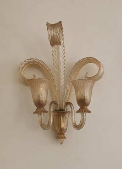 null Attributed to the VERONESE HOUSE 
Suite of four sconces with two arms of light...