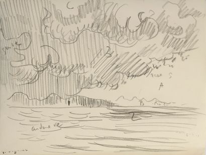 null Paul SIGNAC (Paris 1863-1935)
Vue de bord de mer
Crayon noir.
20 x 26 cm 
Porte...