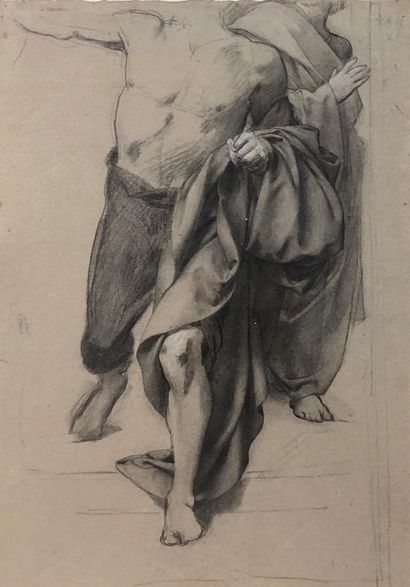 null 19th century FRENCH school
Study for two draped men
Black pencil and white highlights...