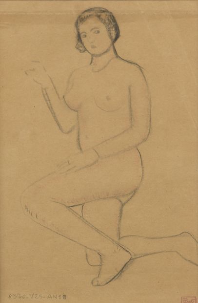 null Fernand PIET (1869-1942)
Jeune femme nue agenouillée
Crayon sur papier.
Cachet...