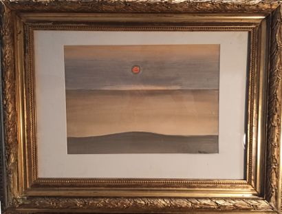 null School of the Xxème 
Sunset. 
Gouache on paper. 
Bears a signature Peske in...