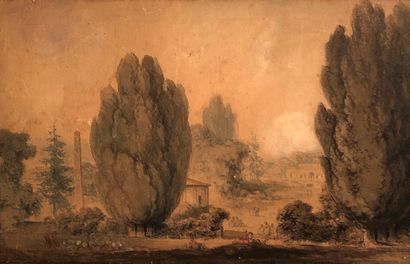 null Jean - Baptiste MARECHAL (Active between 1779 and 1824)
Walkers in a park
Watercolor
20,5...