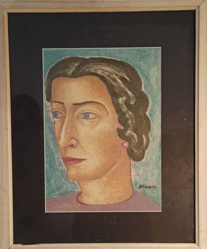 null Surrealist school
Female portrait
Pastel. 
Signed lower right Waroquiez.
35...