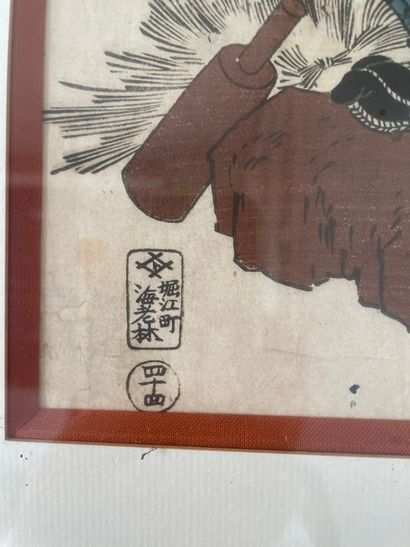 null Deux estampes japonaises. 
XIXème siècle
34 x 23,5 cm