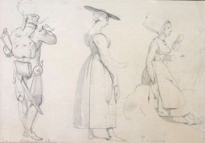 null French school of the 19th century
Study for a soldier and two italians
Black...